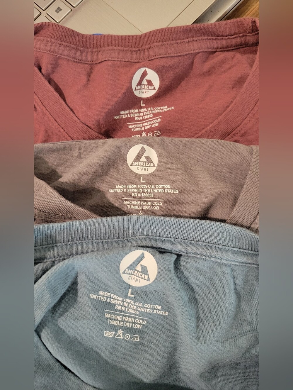 American Giant X 3 Tshirts Size Large